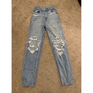 American Eagle Outfitters Womens Jeans Distressed Ripped Light Wash Size 00